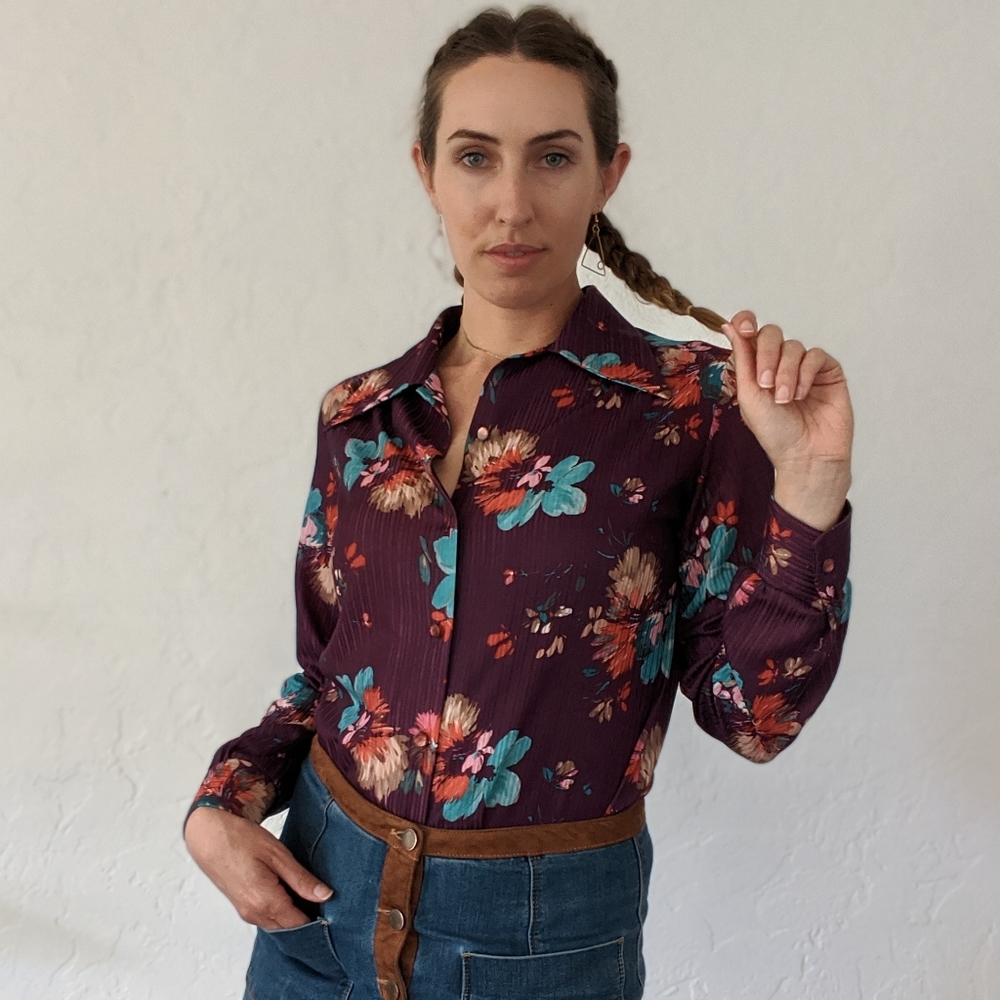70s floral blouse